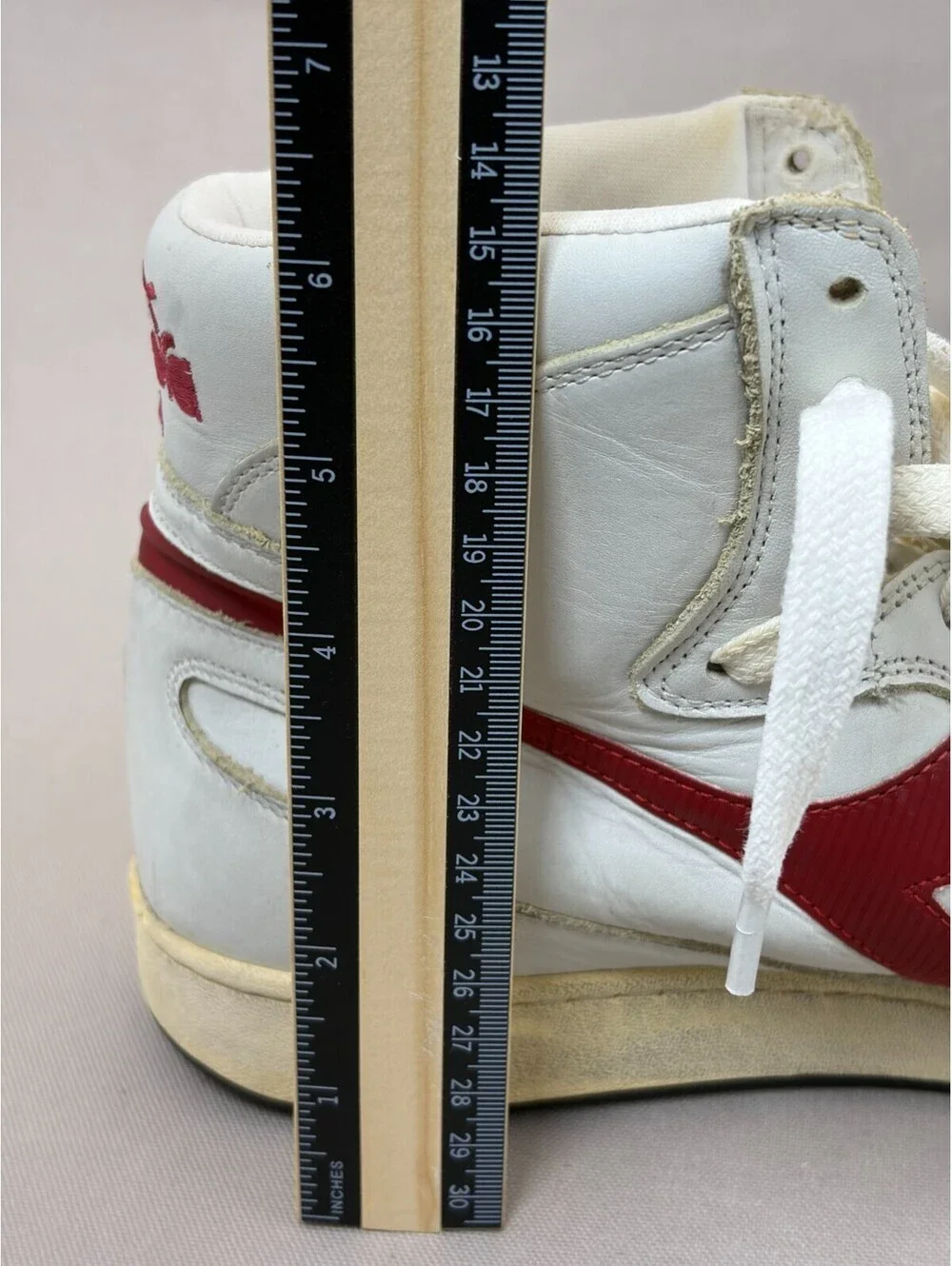 Diadora Heritage MI Basket 1984 High Top Leather Sneakers White Red Mens 9.5